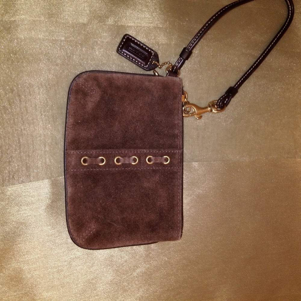 Coach suede wristlet coin purse